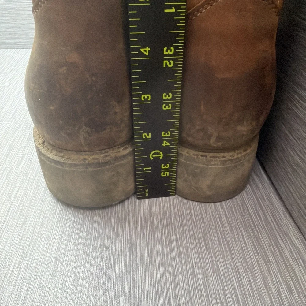 Justin Pull On Work Boots Men's 13 D Brown Leather Round Toe USA Made